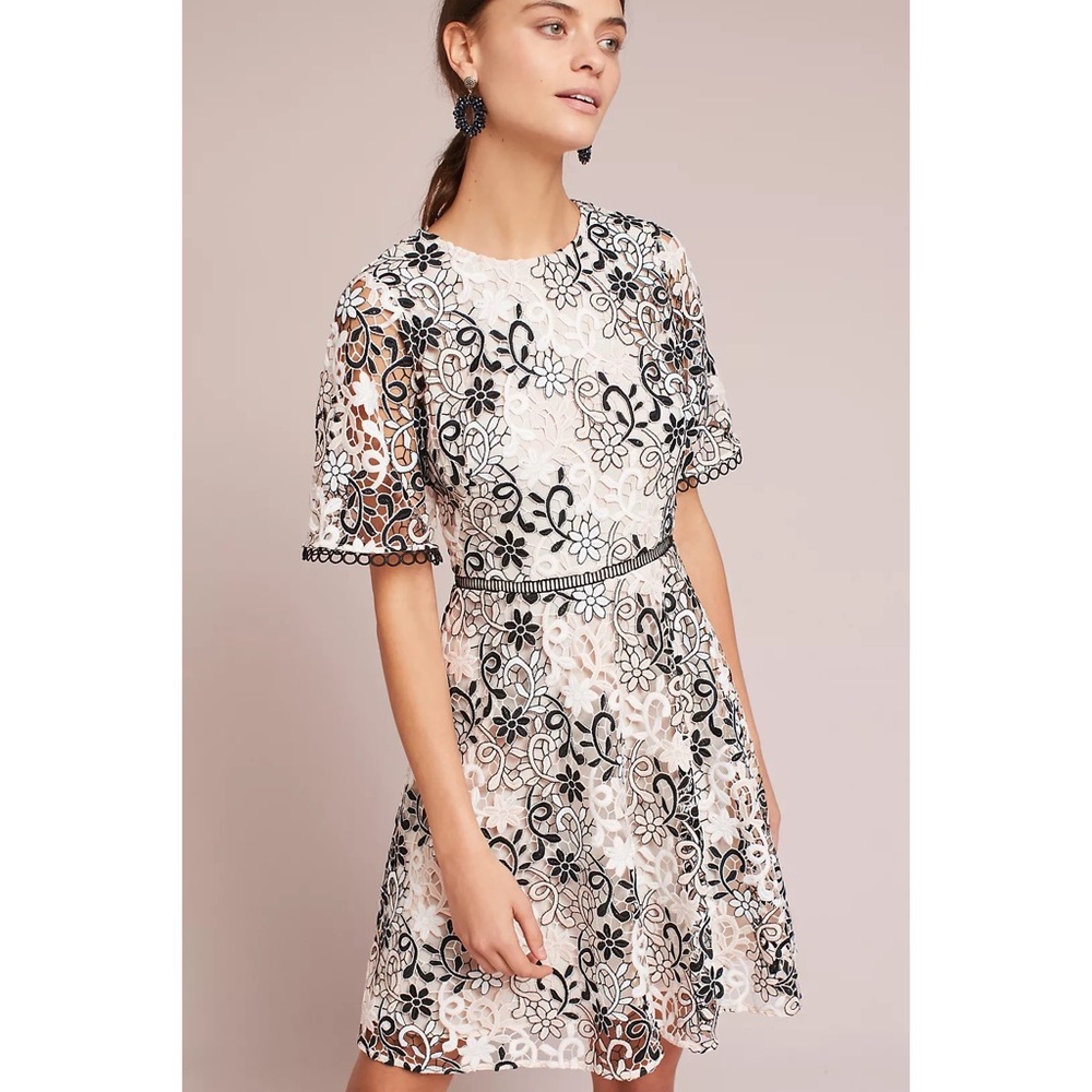 Anthropologie Shoshanna Lace Flutter Sleeve Dress
